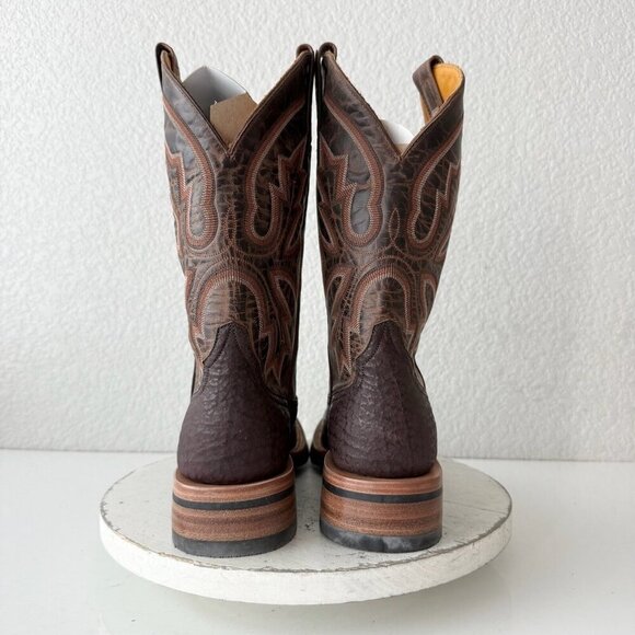 NEW Rod Patrick Mens Cowboy Boots Size 8B Brown Shark Leather Western Square Toe - Picture 3 of 12